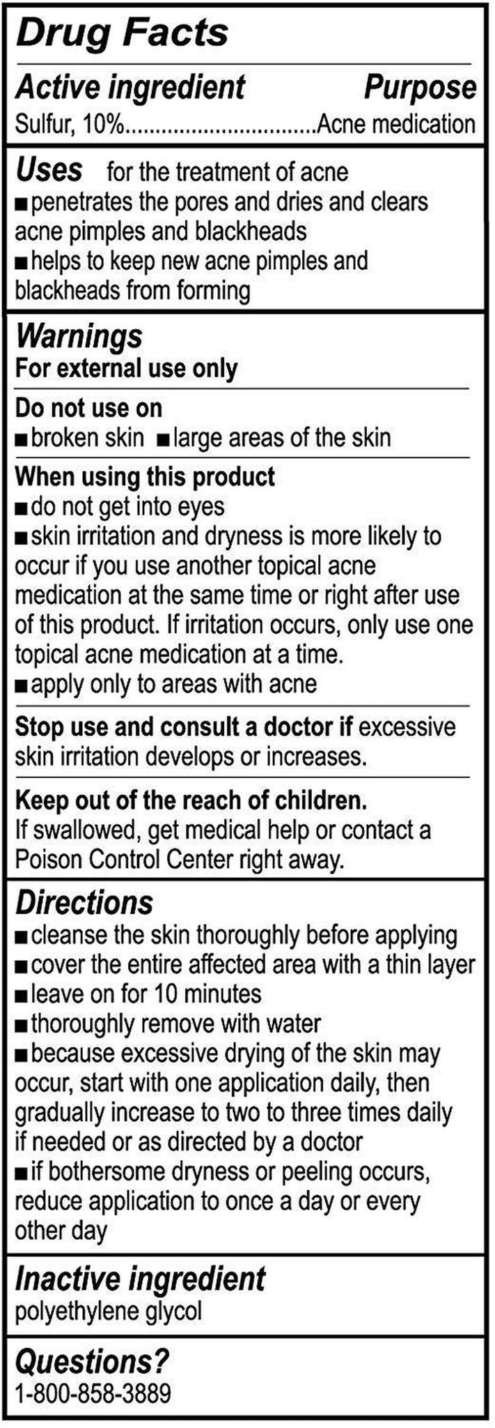 Sulfur Ointment - Cystic Acne Treatment for Face and Body - Daily 10 Min Spot Treatment Mask - Safe and Effective Game Changing Hormonal Acne Treatment That Clears up Pimples - 2.6 OZ