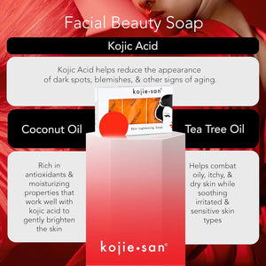 Skin and Body Soap – Original Kojic Acid, Dark Spot Remover Soap Bar with Coconut & Tea Tree Oil – 3 X 65G Bars